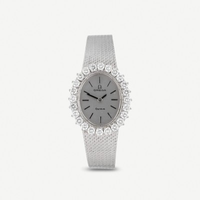 Omega DeVille oro blanco oval diamantes