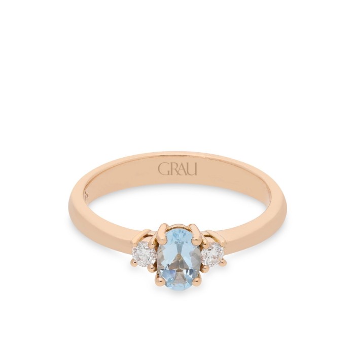 Good Mood Grau Aquamarine and Rose Gold Ring