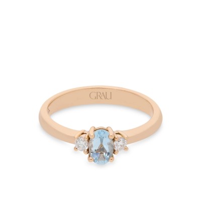 Anillo Good Mood Grau Aguamarina y Oro Rosa