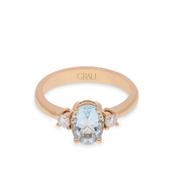 Good Mood Grau Aquamarine and Rose Gold Ring