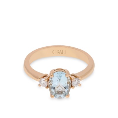 Good Mood Grau Aquamarine and Rose Gold Ring