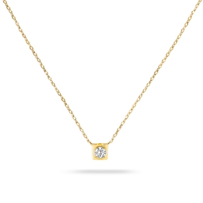 Collaret Le Cube diamant model mitjà en or groc i diamant