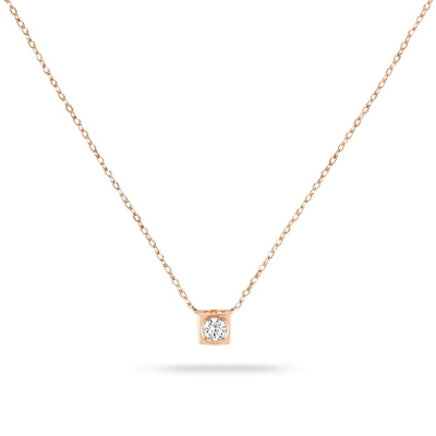 Le Cube Diamant necklacepink gold and diamond