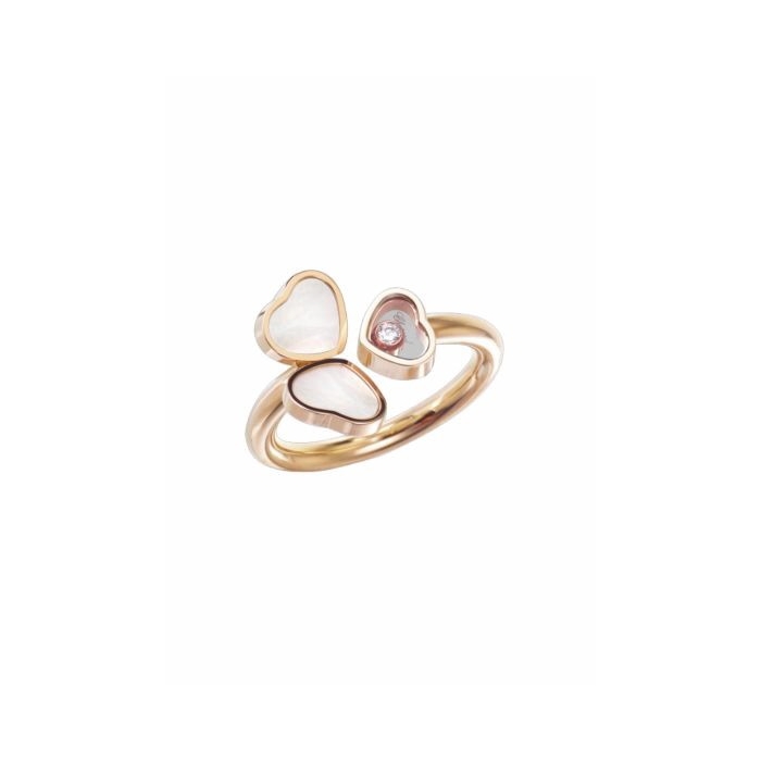 Chopard Happy Hearts Wings ring in pink gold, mother of pearl and diamond