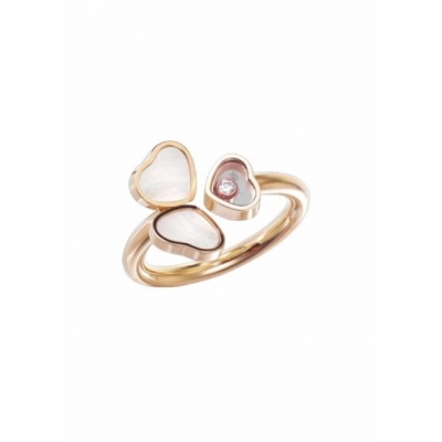 Chopard Happy Hearts Wings ring in pink gold, mother of pearl and diamond
