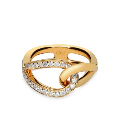 Geometric Ring Rose Gold and Diamonds