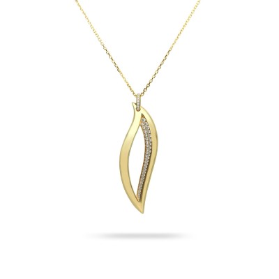 Rose Gold Necklace with Leaf and Diamonds