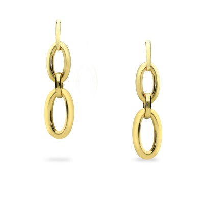 Pendientes Largos Grau Doble Aro Oro Amarillo