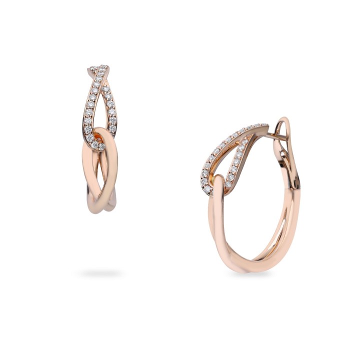 Grau Double Earrings in Rose Gold and Diamonds