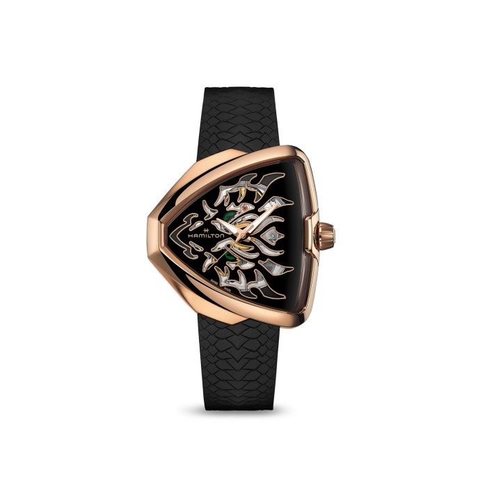 Reloj Hamilton Ventura Elvis80 Skeleton Auto Oro Rosa