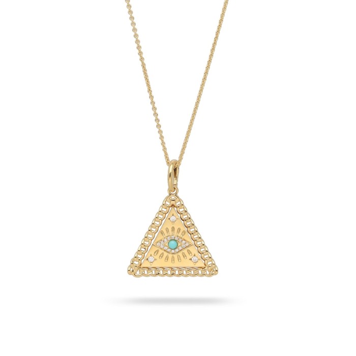 Tiny Charm Grau Necklace Evil Eye and Pyramid