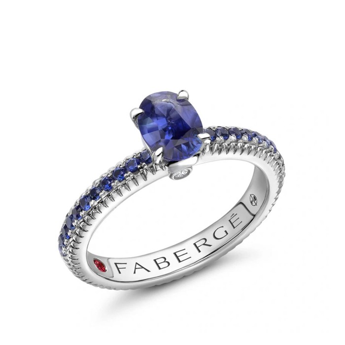 Fabergé White Gold Blue Sapphire Ring