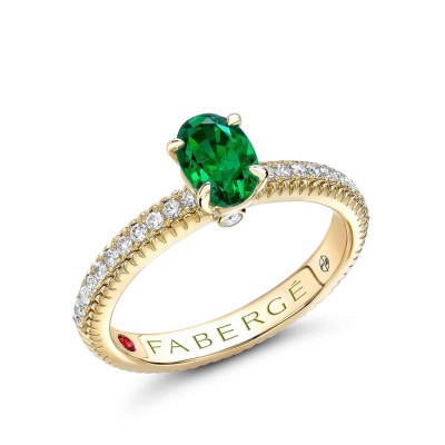 Anell Fabergé Esmeralda Or Groc