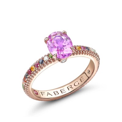 Fabergé Multicolour Sapphire and Rose Gold Ring