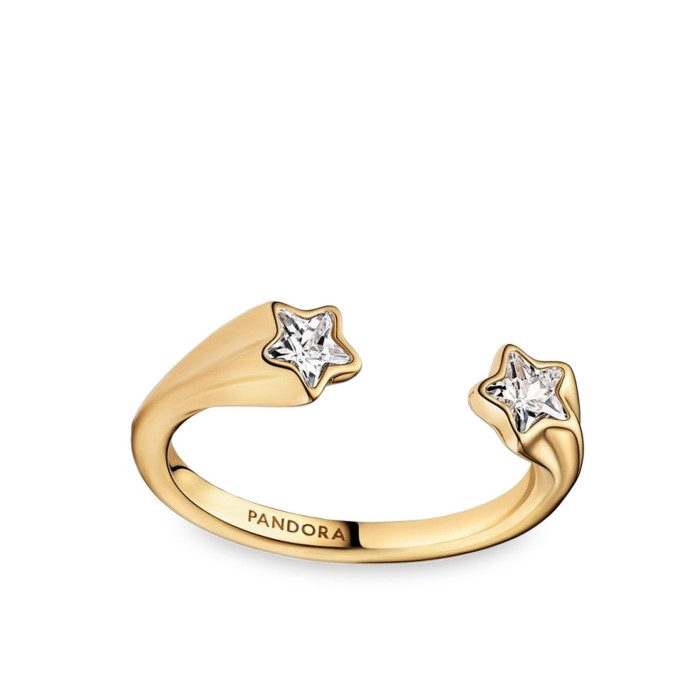 Pandora Double Star Open Gold Ring