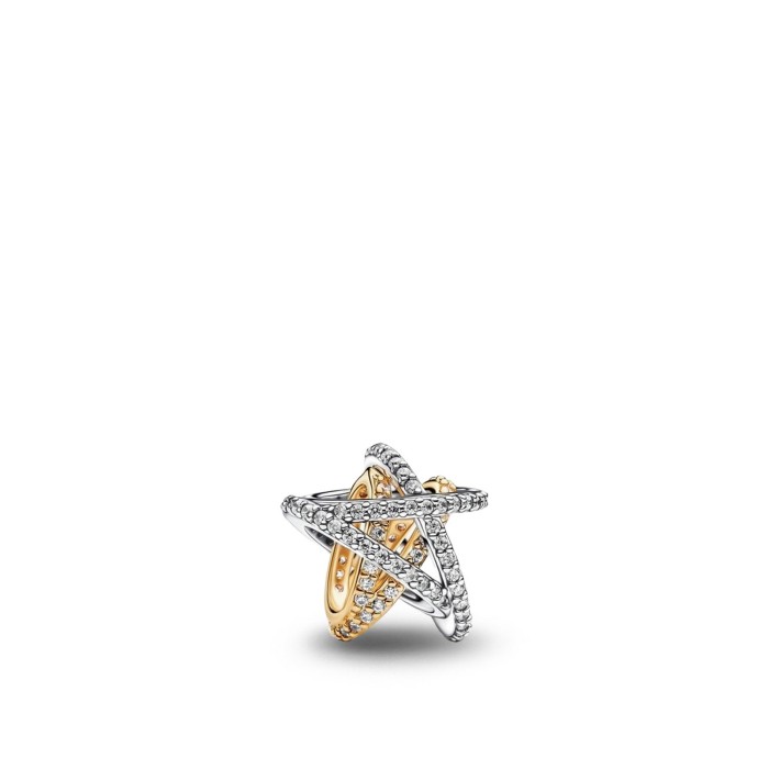 Crossed Star Charm in Silver and Gold Pandora