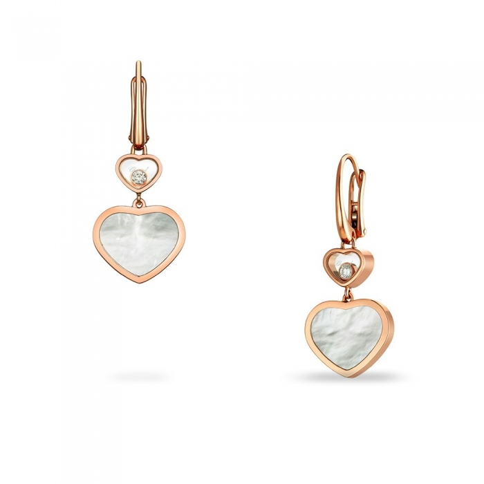 Chopard Happy Hearts earrings in rose gold and mother of pearl