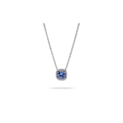 Timeless Halo Blue Square Necklace