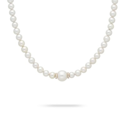 Pearls Necklace with gold and diamond beads