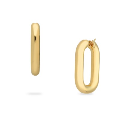 Rectangular volume hoop earrings in gold