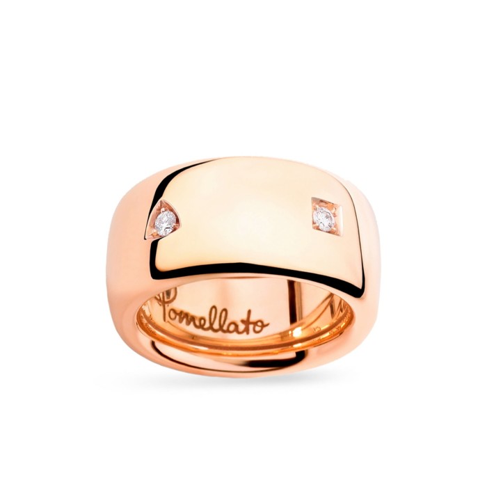 Pomellato Wide Iconica Rose Gold and Diamond Ring