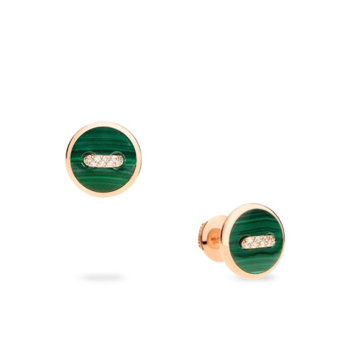 Pomellato Rose Gold Earrings, Malachite and Diamonds