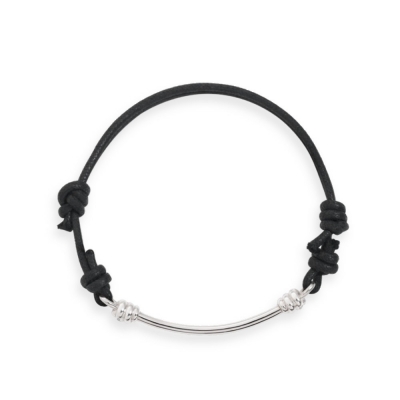 Silver bracelet and black cord Dodo Nodo