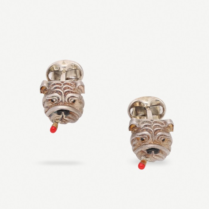 Bulldog silver cufflinks Deakin & Francis