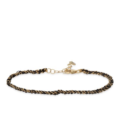 Grau Bracelet Yellow Gold Black Threads