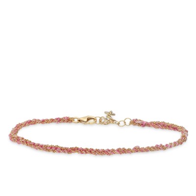 Grau Yellow Gold Bracelet with Pink Threads