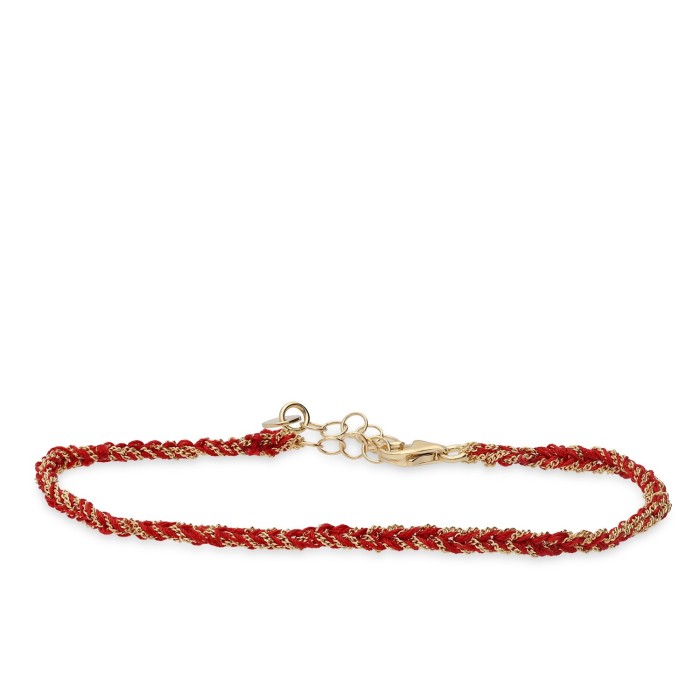 Brazalete Grau Oro Amarillo Hilos Rojos