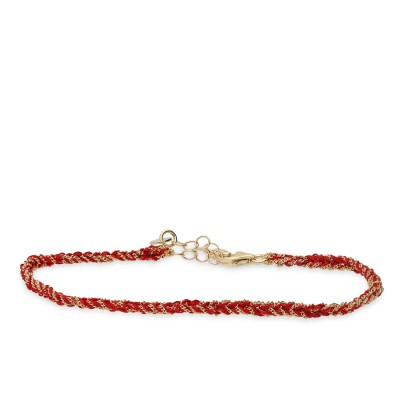 Brazalete Grau Oro Amarillo Hilos Rojos