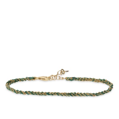 Brazalete Grau Oro Amarillo Hilos Verdes