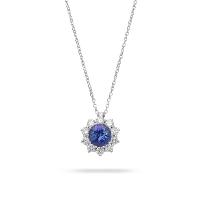 Grau Rosette Necklace White Gold Tanzanite and Diamonds