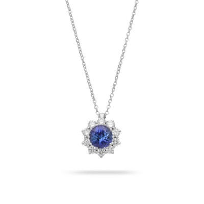 Grau Rosette Necklace White Gold Tanzanite and Diamonds