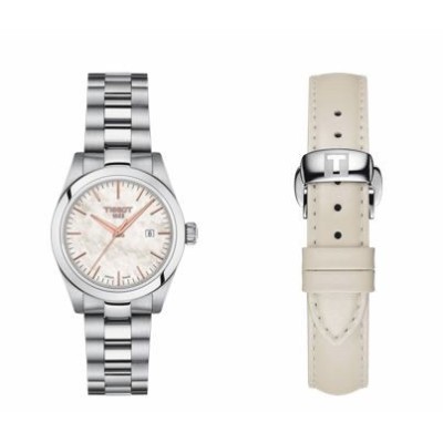 T-Classic Tissot ladies' leather and mother-of-pearl stainless steel watch