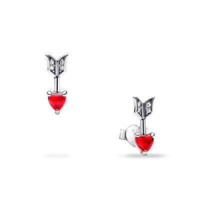 Pandora Murano Glass Heart and Arrow Earrings