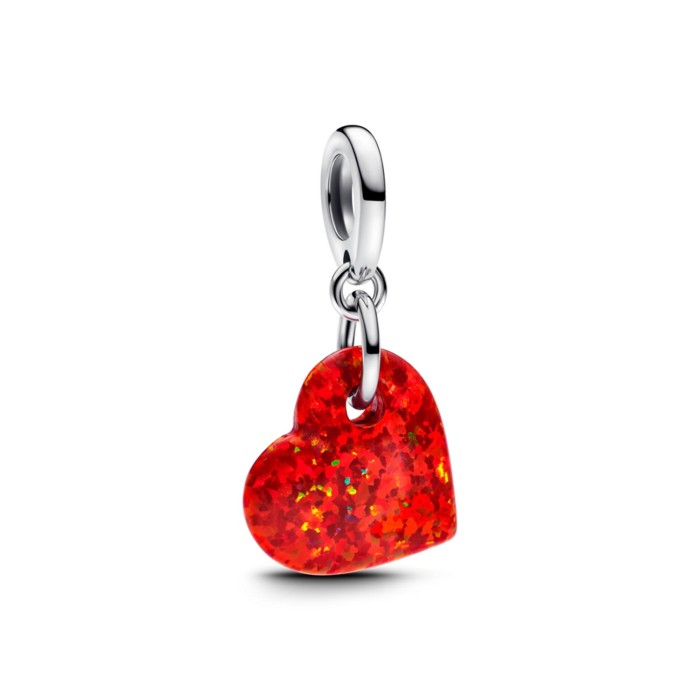 Charm Colgante Corazón Rojo Opalescente Pandora