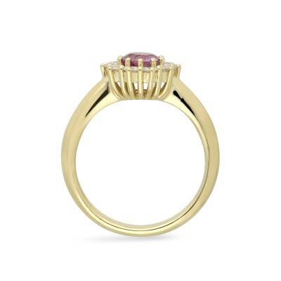 Grau Rosetón Ring Yellow Gold Sapphire and Diamonds