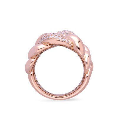 Grau Maxi Link Ring in Rose Gold with Diamonds