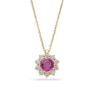 Grau Rosetón Necklace Yellow Gold Sapphire and Diamonds