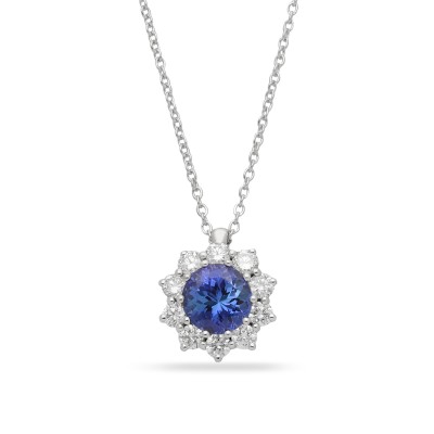 Grau Rosette Necklace White Gold Tanzanite and Diamonds