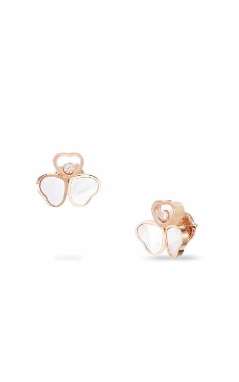 Chopard 18K Pink Gold Diamond Happy Hearts Earrings  The Closet