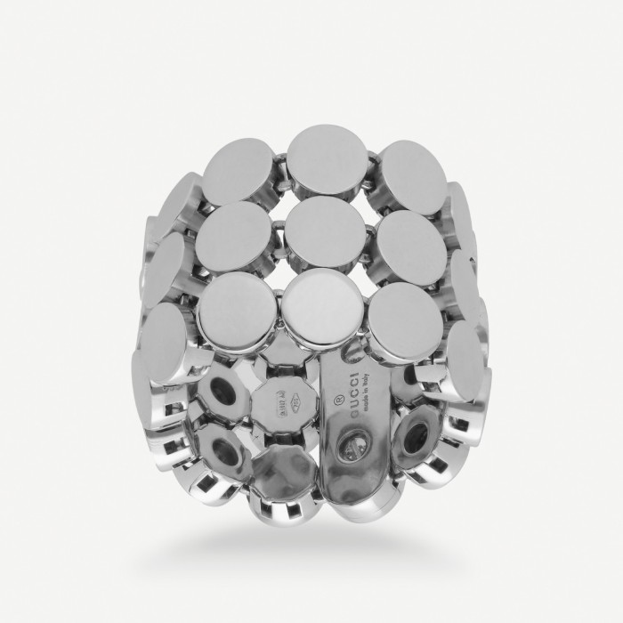 Gucci White Gold Mesh Ring