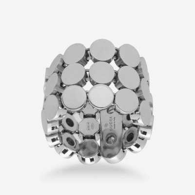 Gucci White Gold Mesh Ring
