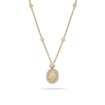 Fancy Necklace with Oval Fancy Diamond