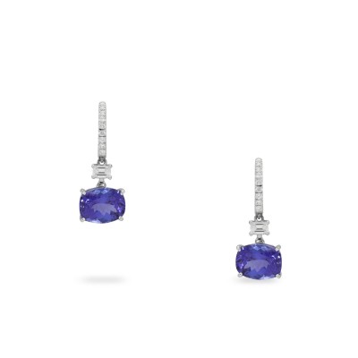 Arracades d’or blanc amb safir i diamants