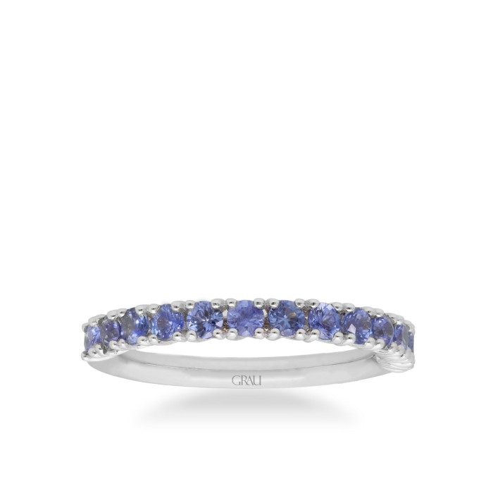 White Gold & Blue Sapphire Half-Eternity Ring