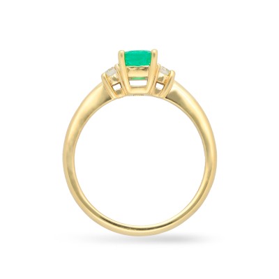 Anell d’Or Groc amb Maragda i Diamants Grau
