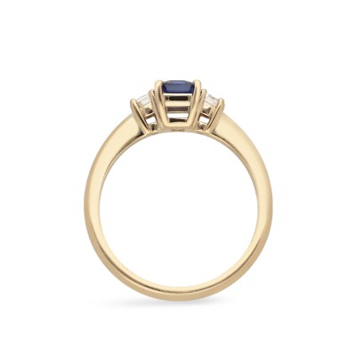Anell d’Or Rosa amb Safir i Diamants Grau